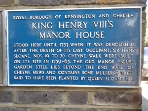 Plaque marking where Chelsea Manor once stood