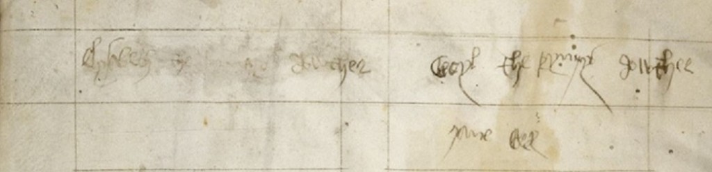 Inscription  (Royal 14 E III f. 1) (c) The British Library 
