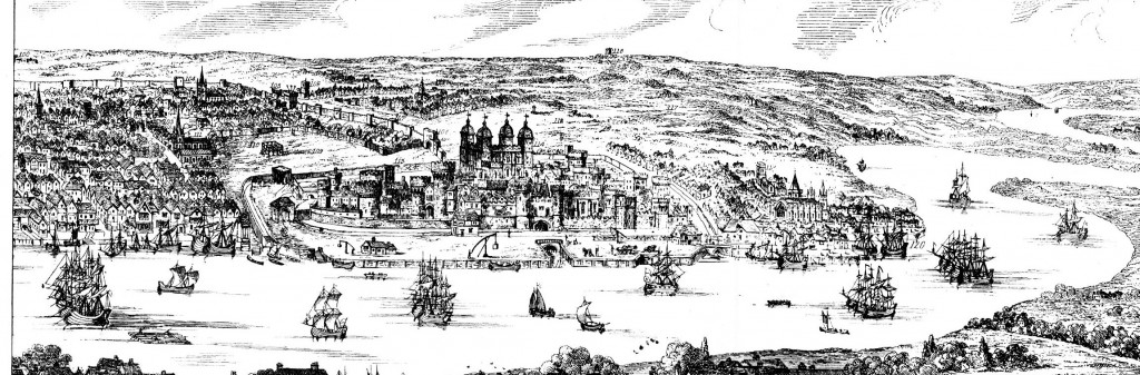 From ‘A view of London, Westminster and Southwark, as they appeared A.D. 1543. 19th Century engraving by Nathaniel Whittock from a drawing by Antony van den Wyngaerde’ Wikimedia Commons