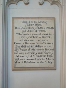 Inscription above Mary's grave