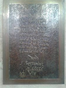 Inscription on Katherine's original coffin